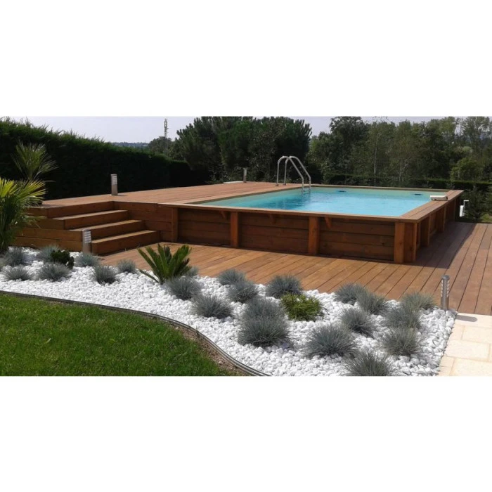 Piscine En Bois Rectangulaire Ubbink Linéa 4,50 X 2,50 X 1,40 M - Liner Gris 5 Piscine En Bois Rectangulaire Ubbink Linéa 4,50 X 2,50 X 1,40 M - Liner Gris – Image 3