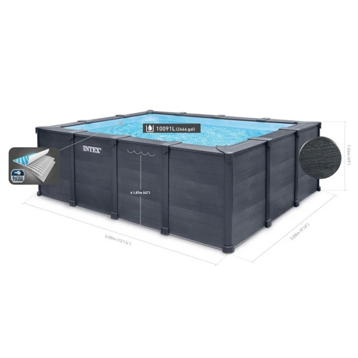 Piscine Tubulaire Rectangulaire Intex Graphite 4 X 3 X 1,24 M 10 Piscine Tubulaire Rectangulaire Intex Graphite 4 X 3 X 1,24 M – Image 8
