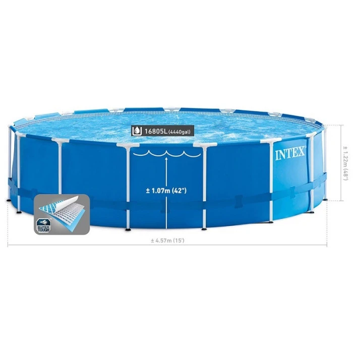 Kit Piscine Tubulaire Ronde Intex Metal Frame 4,57 X 1,22 M 8 Kit Piscine Tubulaire Ronde Intex Metal Frame 4,57 X 1,22 M – Image 6