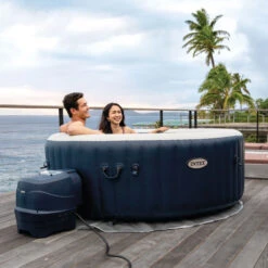 Spa Gonflable Intex PureSpa Blue Navy 4 Places -Raviday Piscine 28430ex spa gonflable blue navy 4 places