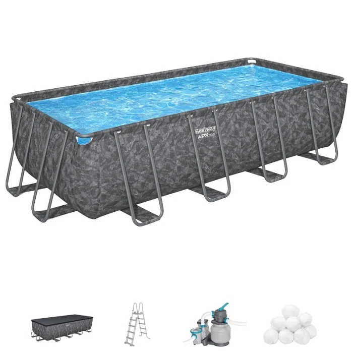 Piscine Tubulaire Rectangulaire Bestway APX 365 5,49 X 2,74 X 1,32 M + Filtration + Accessoires 4 Piscine Tubulaire Rectangulaire Bestway APX 365 5,49 X 2,74 X 1,32 M + Filtration + Accessoires – Image 2