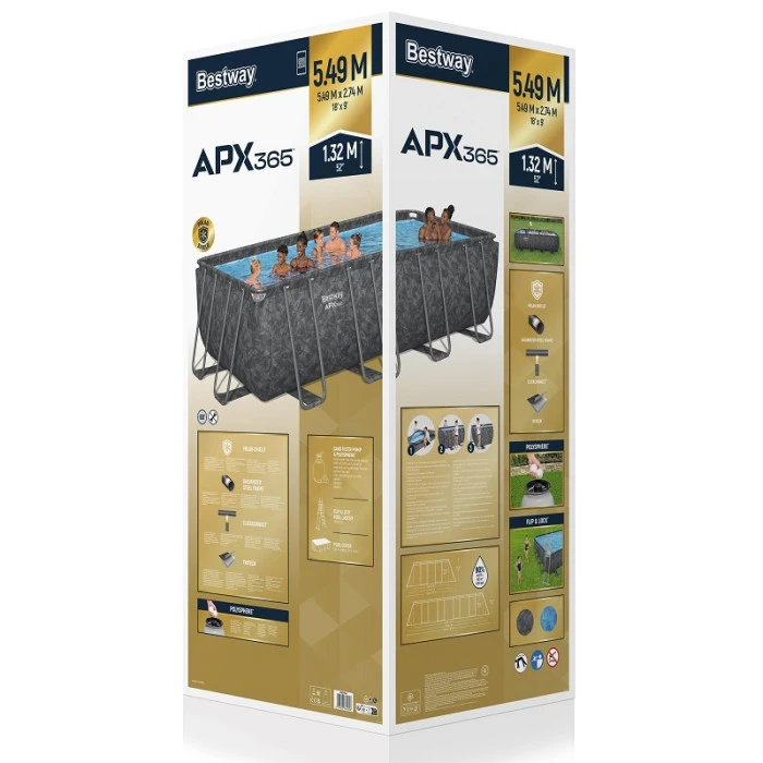 Piscine Tubulaire Rectangulaire Bestway APX 365 5,49 X 2,74 X 1,32 M + Filtration + Accessoires 9 Piscine Tubulaire Rectangulaire Bestway APX 365 5,49 X 2,74 X 1,32 M + Filtration + Accessoires – Image 7