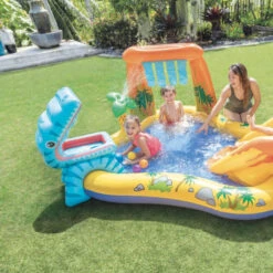 Aire De Jeux Gonflable Intex Jurassic / Dinosaure -Raviday Piscine 57444np aire de jeux gonflable jurassic 2