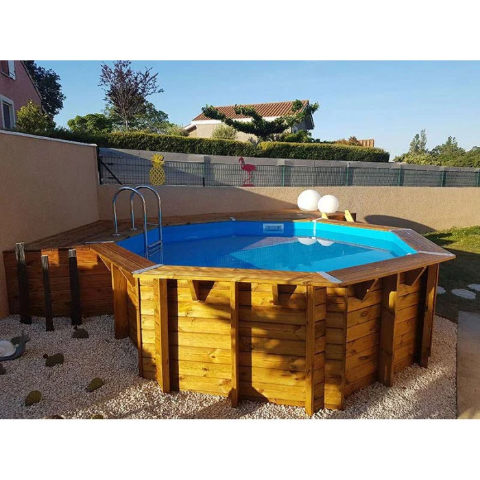 Piscine En Bois Octogonale Ubbink Océa 4,30 X 1,20 M - Liner Bleu 6 Piscine En Bois Octogonale Ubbink Océa 4,30 X 1,20 M - Liner Bleu – Image 4