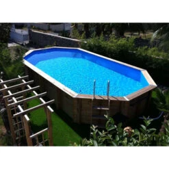 Devant -Raviday Piscine 7504509 piscine bois octogonale ubbink ocea 470 860 bleu