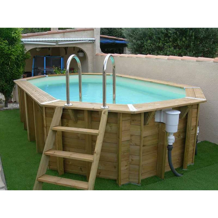 Piscine En Bois Octogonale Ubbink Océa 5,50 X 3,55 X 1,20 M - Liner Beige 8 Piscine En Bois Octogonale Ubbink Océa 5,50 X 3,55 X 1,20 M - Liner Beige – Image 6