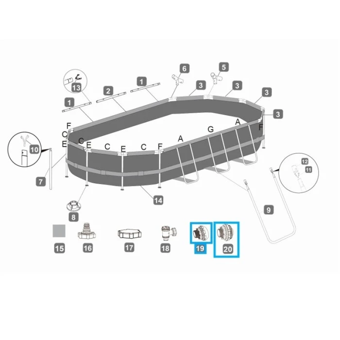 Kit Pré Filtre D’entrée / Sortie Pour Piscine Bestway (tout Type) 5 Kit Pré Filtre D’entrée / Sortie Pour Piscine Bestway (tout Type) – Image 3