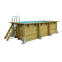 Piscine En Bois Rectangulaire Ubbink Azura 4,50 X 2,50 X 1,26 M - Liner Bleu