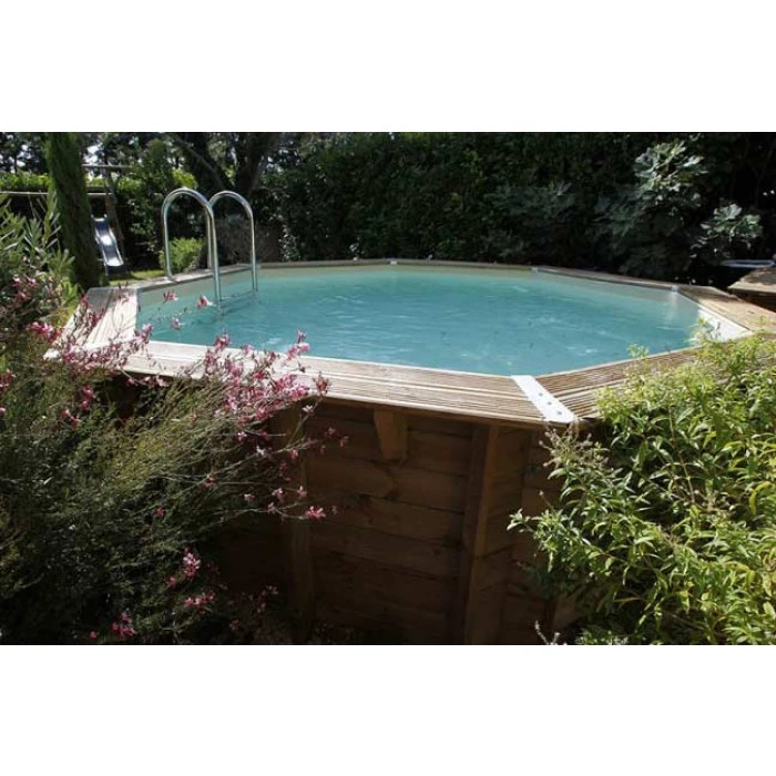 Piscine En Bois Octogonale Ubbink Océa 5,10 X 1,20 M - Liner Beige 4 Piscine En Bois Octogonale Ubbink Océa 5,10 X 1,20 M - Liner Beige – Image 2