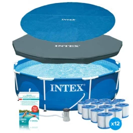 Pack Piscine Tubulaire Et épurateur Intex Metal Frame 3,05 X 0,76 M + Essentiels 3 Pack Piscine Tubulaire Et épurateur Intex Metal Frame 3,05 X 0,76 M + Essentiels