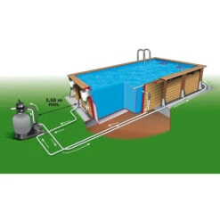 Piscine En Bois Rectangulaire Ubbink Azura 4,30 X 3 X 1,26 M - Liner Bleu 8 Piscine En Bois Rectangulaire Ubbink Azura 4,30 X 3 X 1,26 M - Liner Bleu -Raviday Piscine piscine azura ubbink 430 300 126 bleu 3