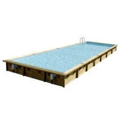 Piscine En Bois Rectangulaire Ubbink Linéa 11,00 X 5,00 X 1,40 Cm - Liner Bleu