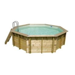 Piscine En Bois Octogonale Ubbink Océa 4,30 X 1,20 M - Liner Gris